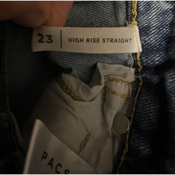 PacSun Jeans Women's Size 23 Button-Fly High Rise Straight Crop 2-Tone Denim - Picture 8 of 15